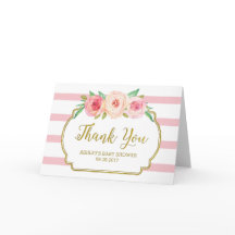 Dourado Chá de fraldas de  Floral Rosa Obrigado