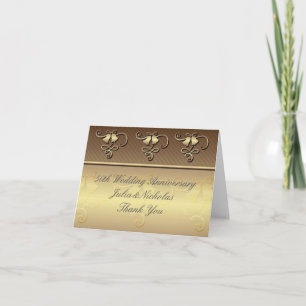 Cartão de Agradecimento Dourado de 50º Aniversário
