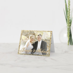 Cartão De Agradecimento Dourado de Fotografias Personalizadas Adicione Nom
