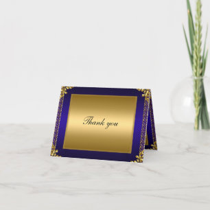 Cartão de agradecimento Dourado e Azul Adicione se