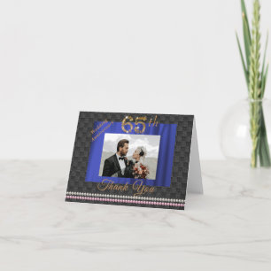 Cartão De Agradecimento Dourado e Pérolas 65º aniversário de casamento Obr