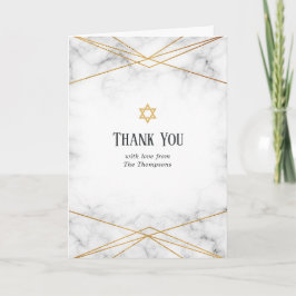 Cartão De Agradecimento Dourado Marble Geométrico Bat Mitzvah