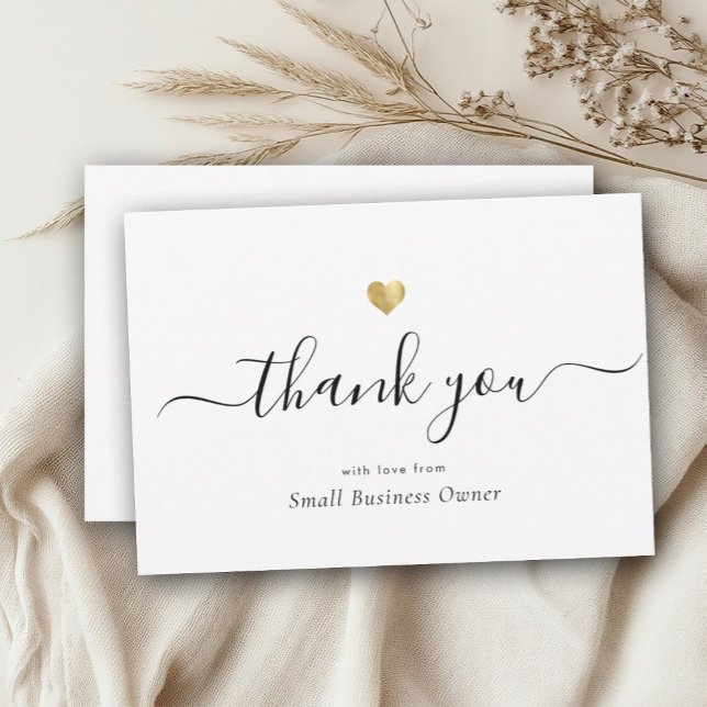 Cartão De Agradecimento Dourado negócio de caligrafia moderna elegante (Criador carregado)