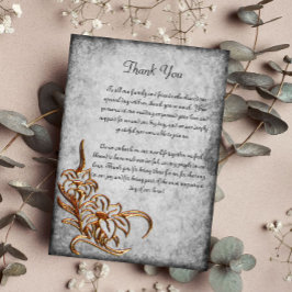 Cartão De Agradecimento Dourado queimado no casamento com pergaminho antig