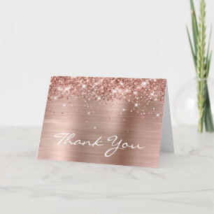 Cartão De Agradecimento Dourado Rosa Espelhado Elegante 60º Aniversário
