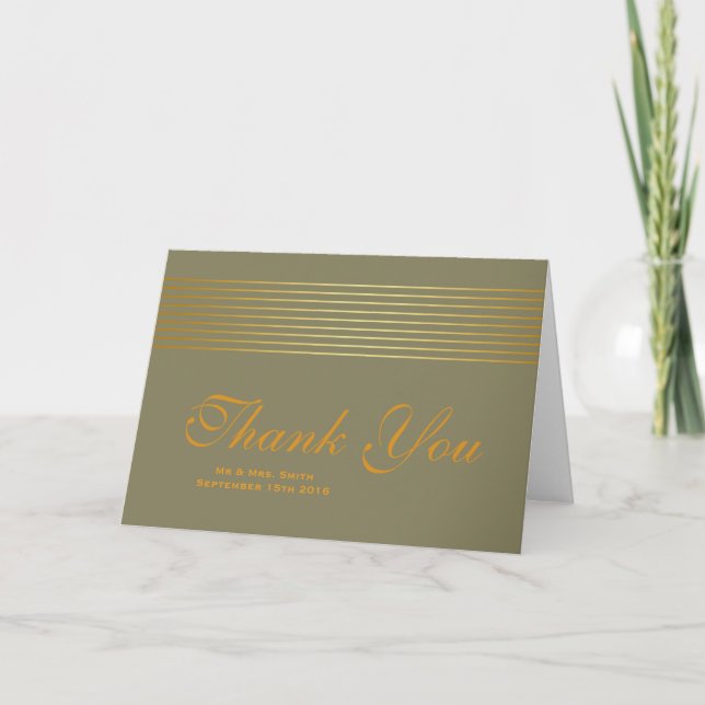 Cartão De Agradecimento Dourado Sleek Obrigado (Frente)