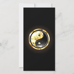Cartão De Agradecimento Dourado Yin Yang a preto