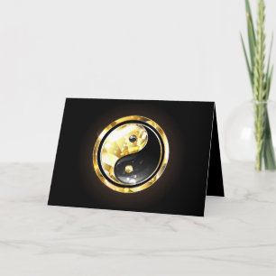 Cartão De Agradecimento Dourado Yin Yang a preto