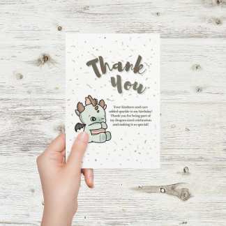 Cartão De Agradecimento Dragão-Bebê Castanho Verde Pastel