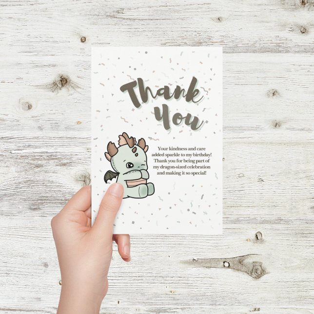 Cartão De Agradecimento Dragão-Bebê Castanho Verde Pastel (Criador carregado)