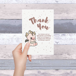 Cartão De Agradecimento Dragão-Bebê Rosa-Rosa-Rosa-Pastel