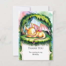 Cartão De Agradecimento Dragão Divertido de Aquarela de Aniversário