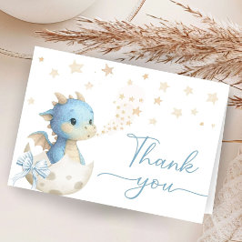 Cartão De Agradecimento Dragon Baby Shower Boy Blue Folded Thank You Card