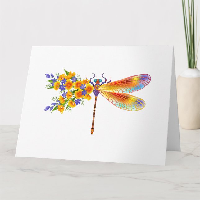Cartão De Agradecimento Dragonfly Amarelo (Frente)