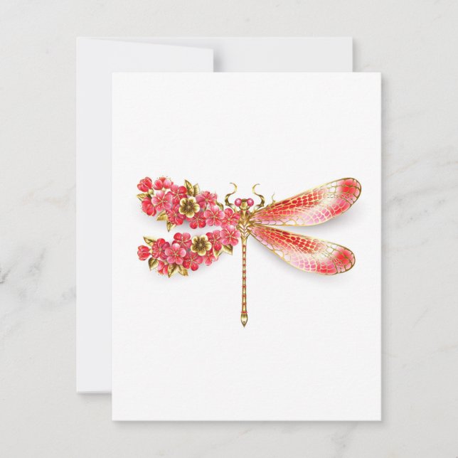 Cartão De Agradecimento Dragonfly com joalheria sakura (Frente)