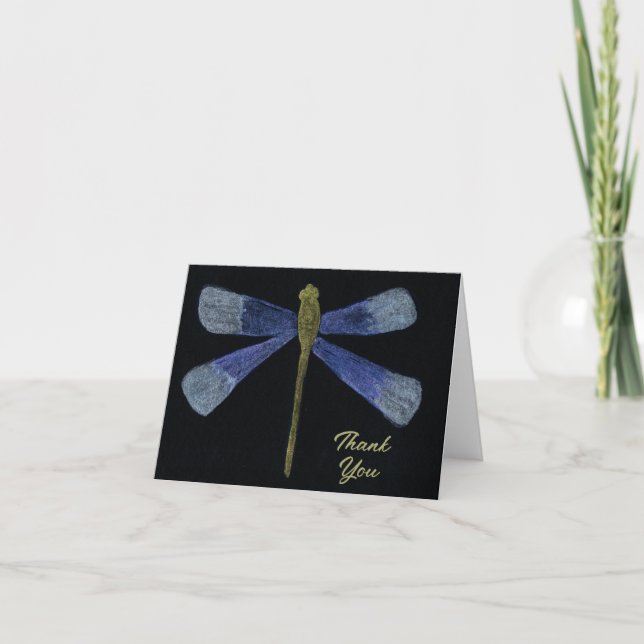Cartão De Agradecimento Dragonfly Watercolor Painting Illustration Custom (Frente)