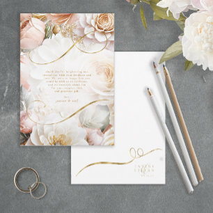 Cartão De Agradecimento Drama Floral Casamento Obrigado Branco ID1022