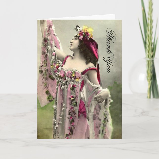 Cartão De Agradecimento Dramático nas flores Obrigado (Frente)