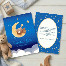 Cartão De Agradecimento Dreaming New Arrival Teddy Bear Moon Thank You