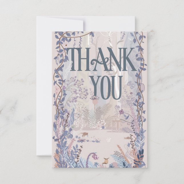 Cartão De Agradecimento Dreamy Boho Greenery Woodland (Frente)