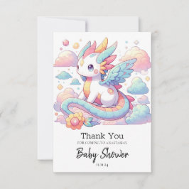 Cartão De Agradecimento Dreamy Cute Dragon Chá de fraldas