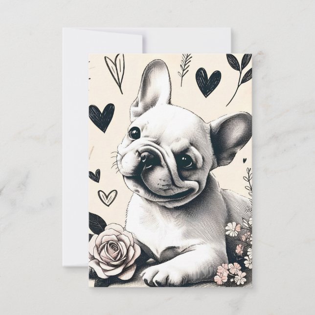 Cartão De Agradecimento Dreamy Frenchie (Frente)