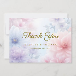 Cartão De Agradecimento Dreamy Pink Blue Watercolor Fantasy Floral Fine