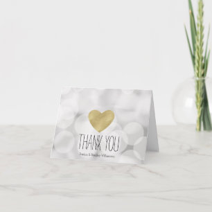 Cartão De Agradecimento Dreamy White Bokeh Dourado Heart