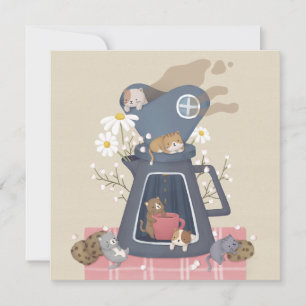 Cartão De Agradecimento Dripper e Kittens de Café Pour-over