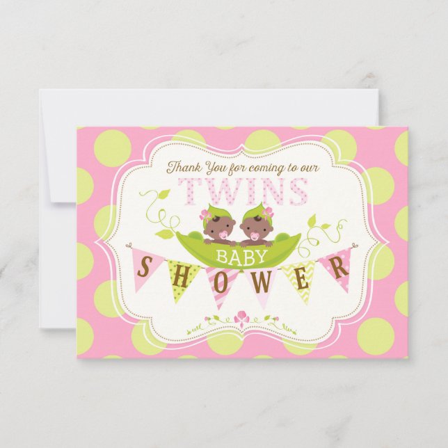 Cartão De Agradecimento Duas ervilhas em um obrigado africano das meninas (Frente)