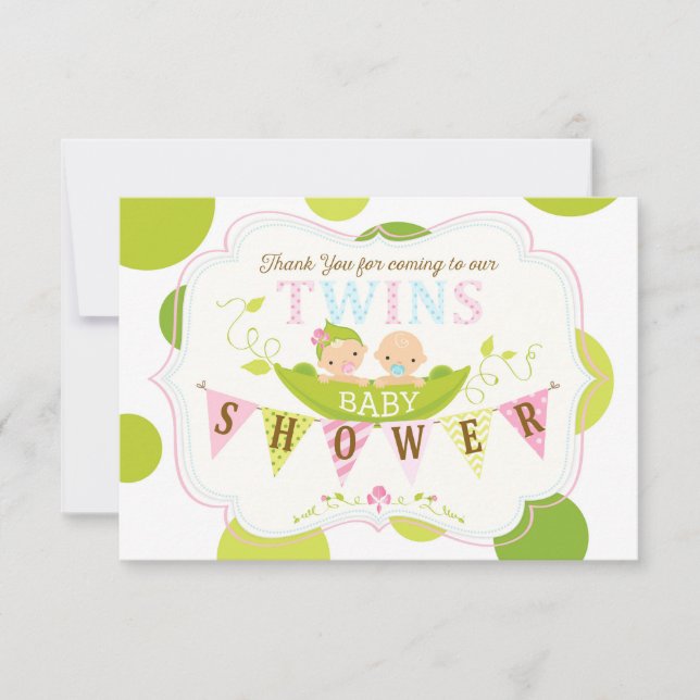 Cartão De Agradecimento Duas ervilhas em um vagem juntam o obrigado da (Frente)