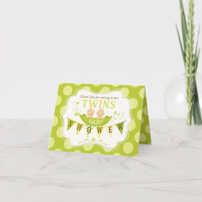 Cartão De Agradecimento Duas ervilhas em uma gêmea do Pod Obrigado (Frente)