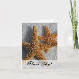 Cartão De Agradecimento Duas Estrelas-do-Mar na Areia, Casamento na Praia