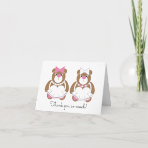 Cartão De Agradecimento Duas noivas de teddy de casamento obrigado cartas