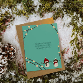 Cartão De Agradecimento Duo de Boneco de Neve Feliz Natal – Luzes de Inver