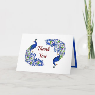 Cartão De Agradecimento Duo Peacock Folded Wedding Thank You Cards