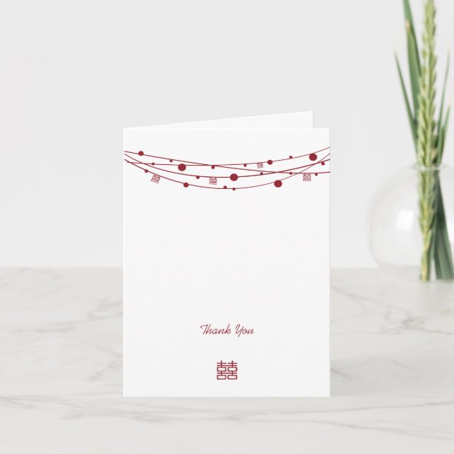 Cartão De Agradecimento Dupla Felicidade Lanternas Casamento Obrigado Cart (Frente)