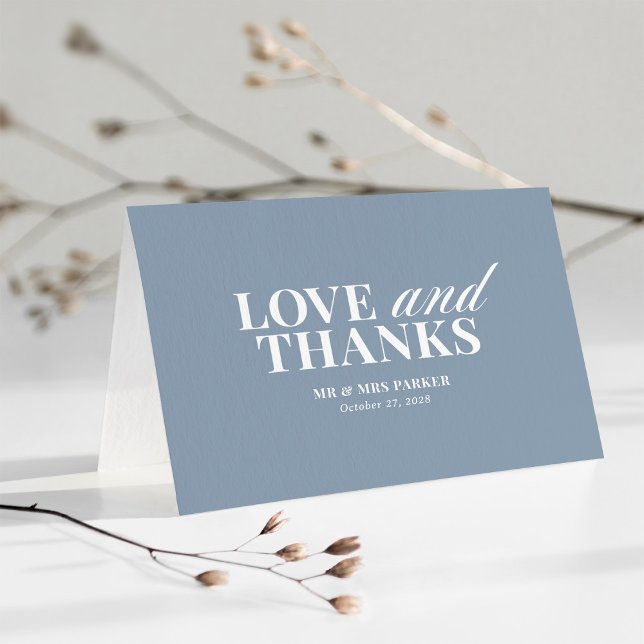 Cartão De Agradecimento Dusty Blue | Classic and Luxe Wedding (Criador carregado)