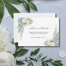Cartão De Agradecimento Dusty Blue Cream Floral Greenery Wedding
