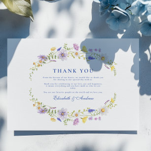 Cartão De Agradecimento Dusty Blue Crest Floral Weding