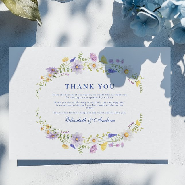Cartão De Agradecimento Dusty Blue Crest Floral Weding (Criador carregado)