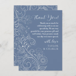 Cartão De Agradecimento Dusty Blue Elegant Floral Wedding