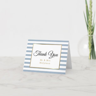 Cartão De Agradecimento Dusty Blue Faux Gold Foil Wedding Thank You