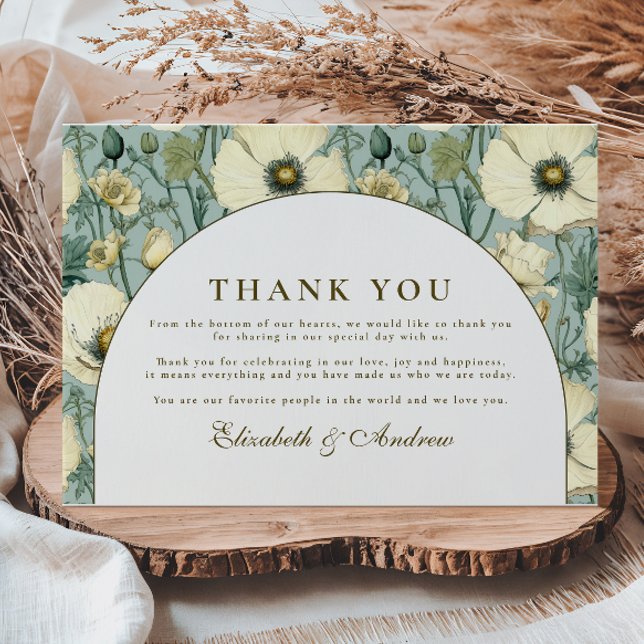 Cartão De Agradecimento Dusty Blue Floral Arch Garden Wedding (Criador carregado)