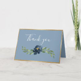 Cartão De Agradecimento Dusty Blue Floral Elegant Romantic Greenery