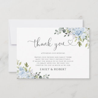 Cartão De Agradecimento Dusty Blue Floral Eucalyptus Wedding Thank You Car
