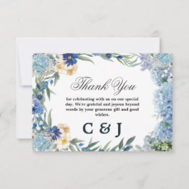 Cartão De Agradecimento Dusty Blue Floral Wreath Greenery Casamento