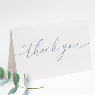 Cartão De Agradecimento Dusty Blue Modern Elegant Wedding