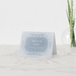 Cartão De Agradecimento Dusty blue romantic vintage wedding thank you