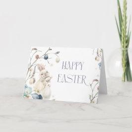 Cartão De Agradecimento Dusty Blue Watercolor Easter Holiday Card